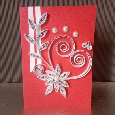 Quilled Red Rose Valentine’s Card