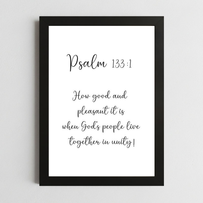 Bible Verse Wall Art Mockup_121 Psalms 133:1 Wall Art