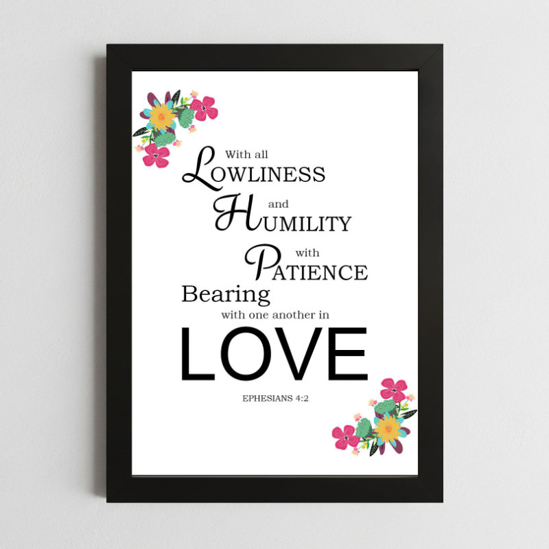 Bible Verse Wall Art Mockup_129 Ephesians 4:2 Devotional Wall Art