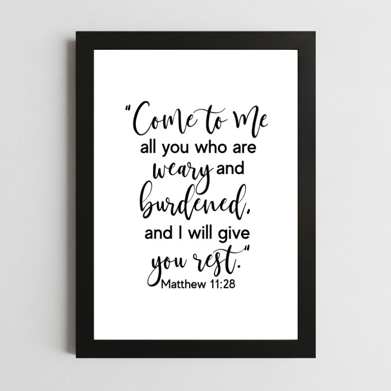 Bible Verse Wall Art Mockup_146 Matthew 11:28 Print